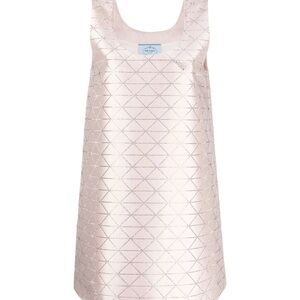 PRADA Pink Sleeveless Geometric Dress with rhinestone design